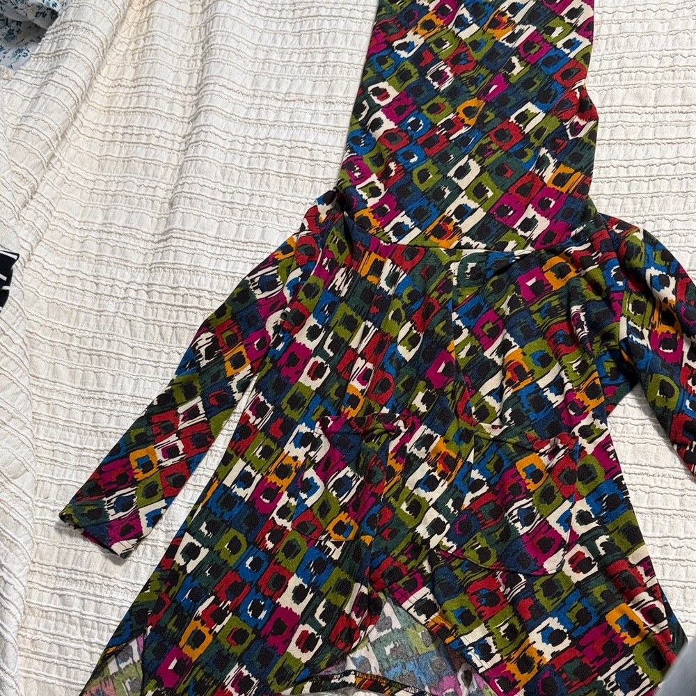 Colorful Geometric Patterned Turtleneck Cardigan